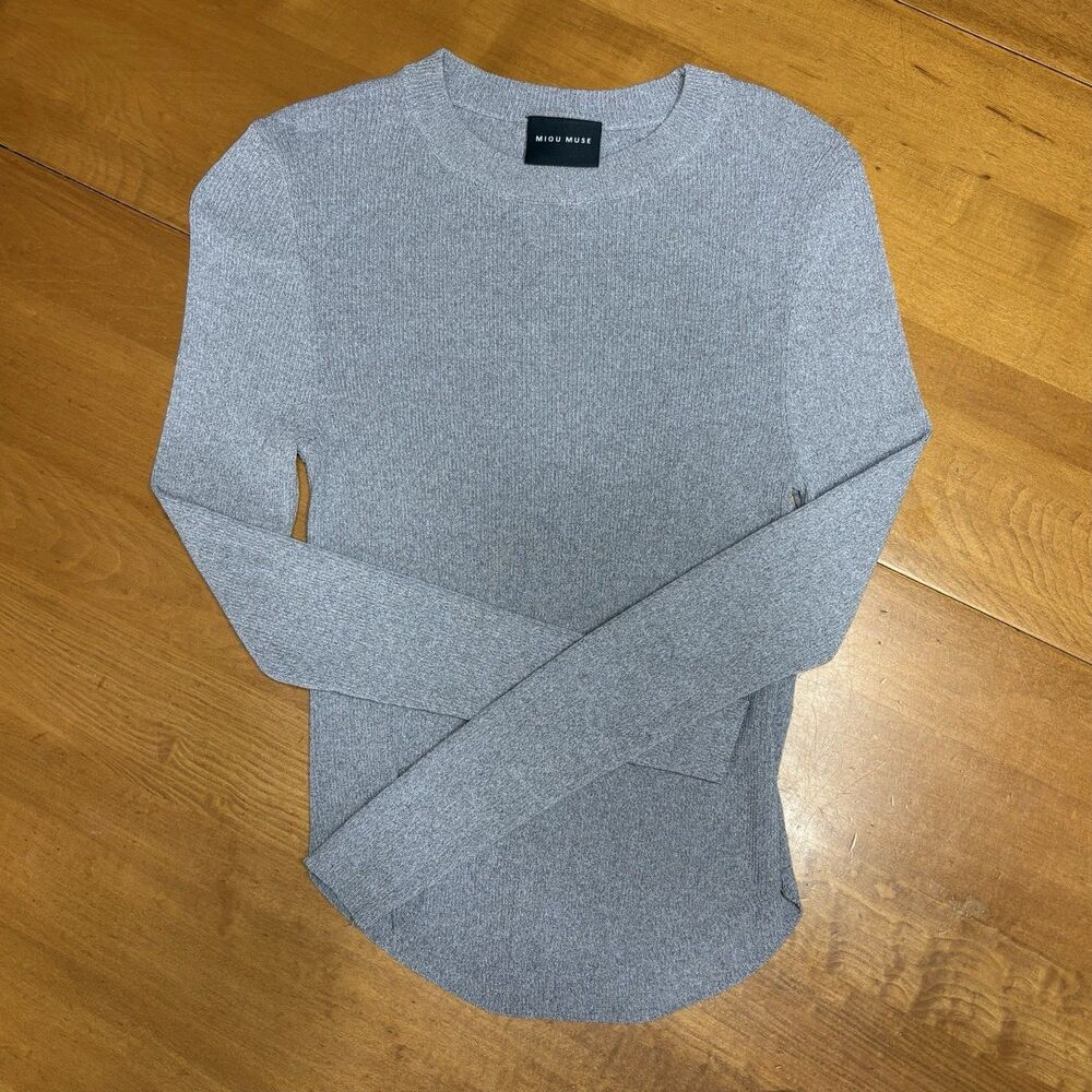 Miou Muse Women's Long Sleeve Ribbed Top Size Small‎